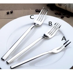 6pcs 304 Stainless Steel Dinner Fork Thickness Dessert Cake Fruit Forks Korean Tableware Lunch Fork Flatware set 15/18/21CM