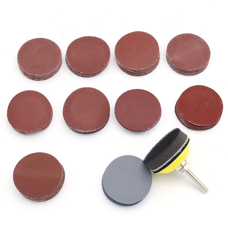 100pcs 2 inch 80-3000 Grit Round Self Adhesive Sandpaper +1pcs 6mm shank Disc Sand Sheets Sanding Disk for Sander Abrasive Tools