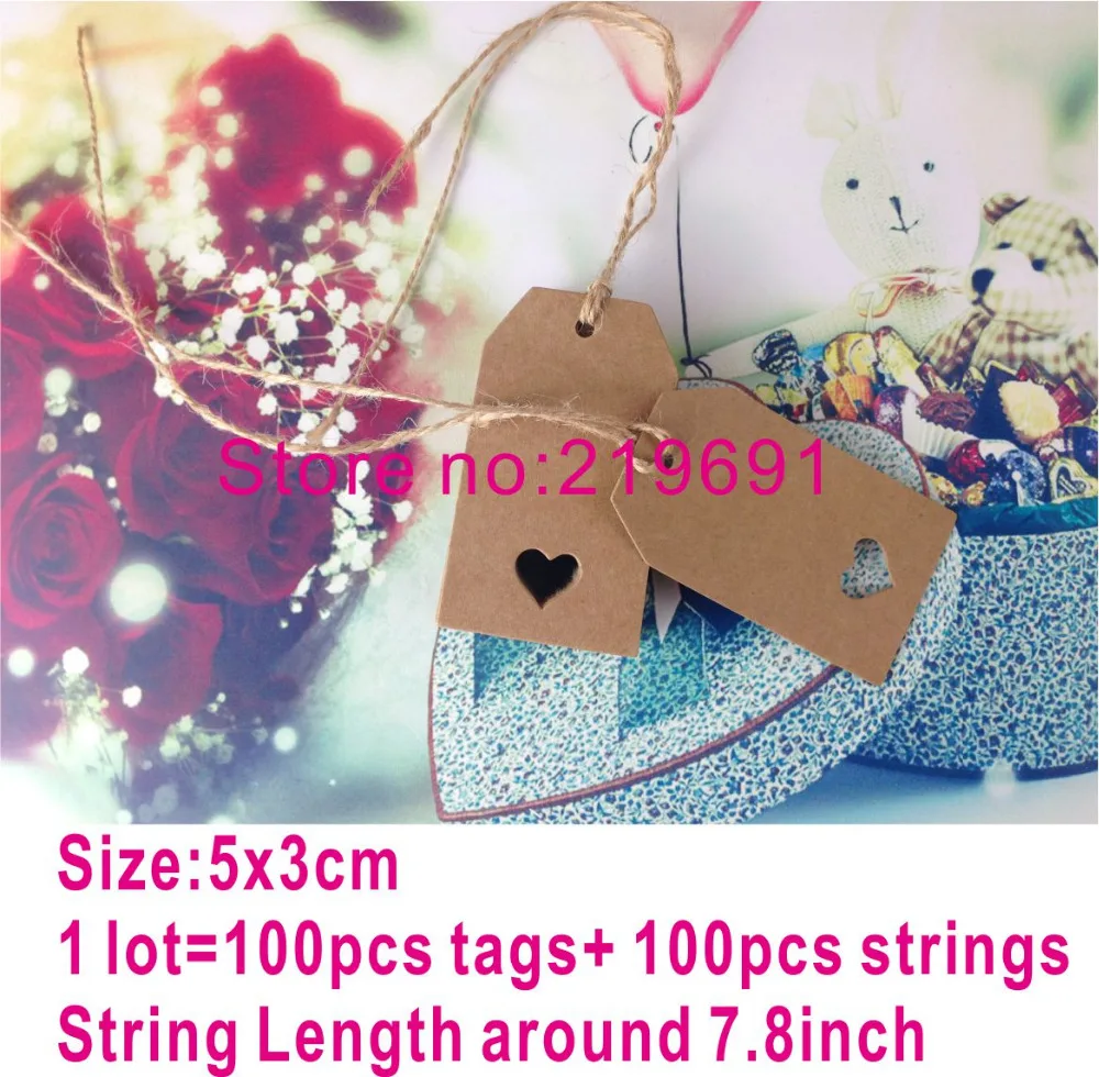 2015 Newest 100X Brown Kraft Paper Tags Lace Scallop Head Label Luggage Wedding Note  Blank price kraft heart tags  Hang tags