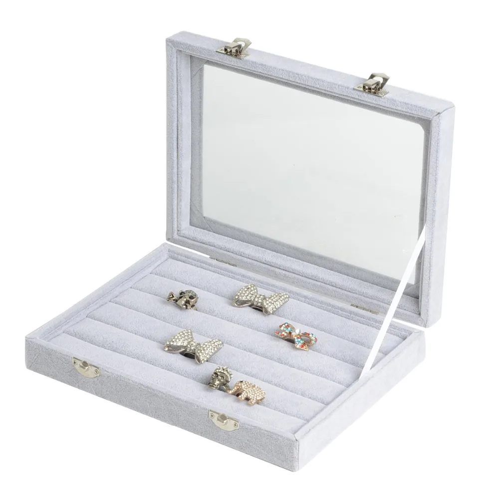 2022 Gift Box Rings Box For Retaile Simple Jewelry Showcase Velvet Transparent Window Display Case Storage Organizer Holder