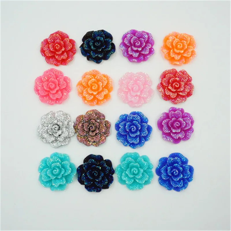 Apliques de diamantes de imitación rosas de 4,5 cm, botones de plástico para pegamento de ropa en plata, negro, rosa, rojo, azul, parte posterior plana de alta calidad, 10 Uds.