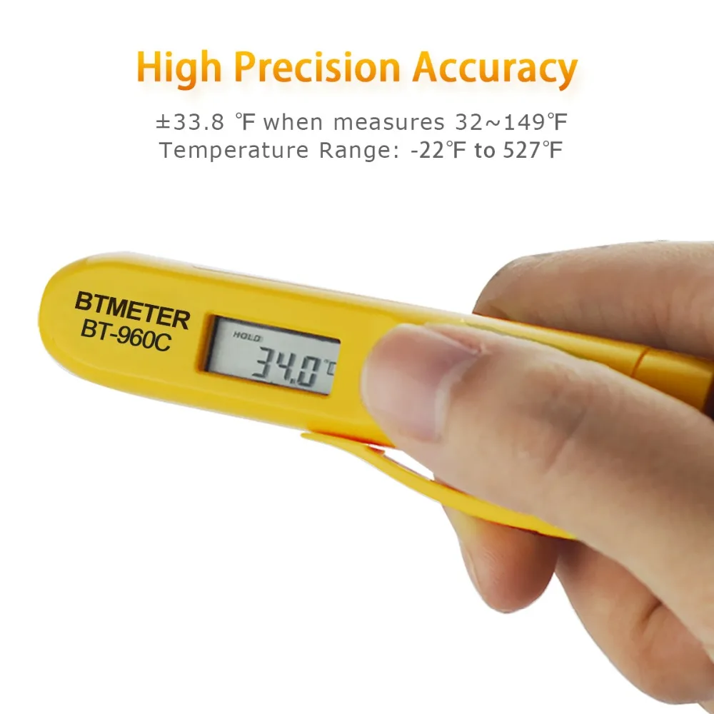 BTMETER BT-960C Pen Type Mini Infrared Thermometer,IR Temperature Measuring LCD Display Measuring Tools For for Kitchen BBQ