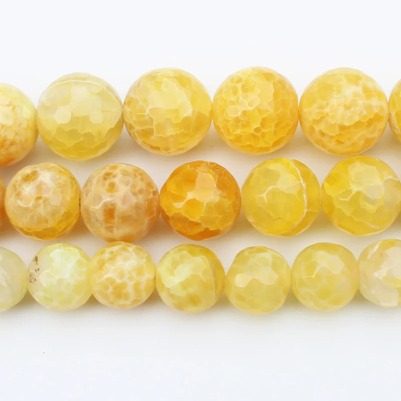 Faceted Yellow Crackle Agates 6-12 Round Beads 14inch ,Wholesale For DIY Jewellery Free Shipping !