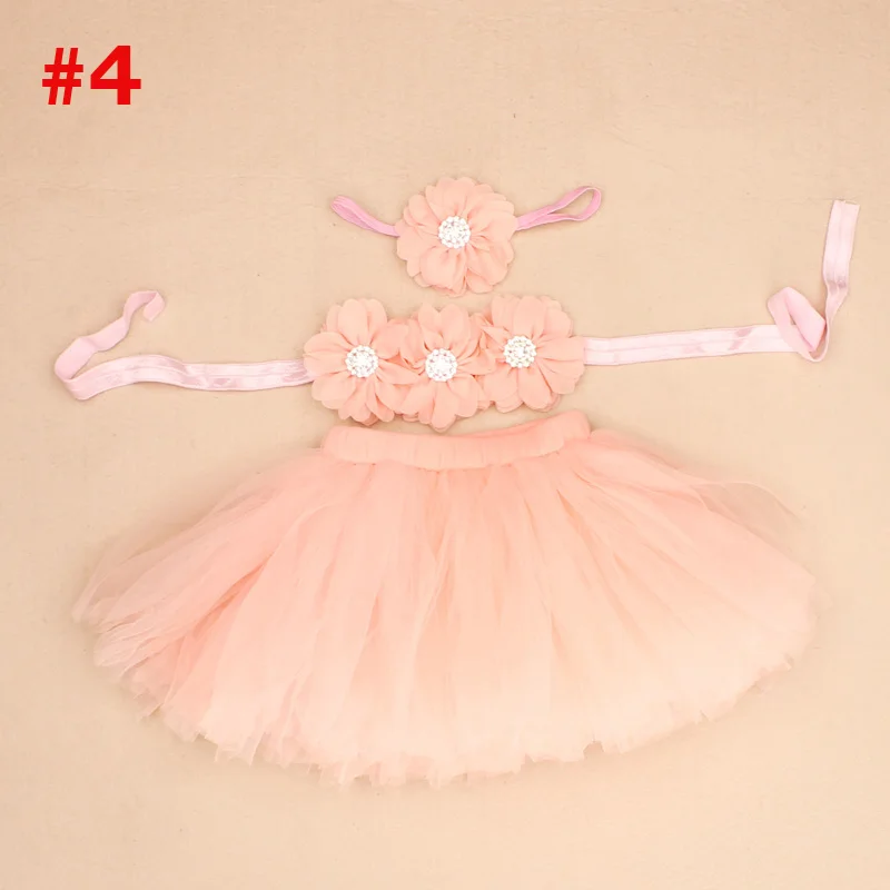 New Princess Baby Tutu Skirt with Matching Flower Headband and Bra Top Little Girl Tutus Photo Props Costume Outfit TS067