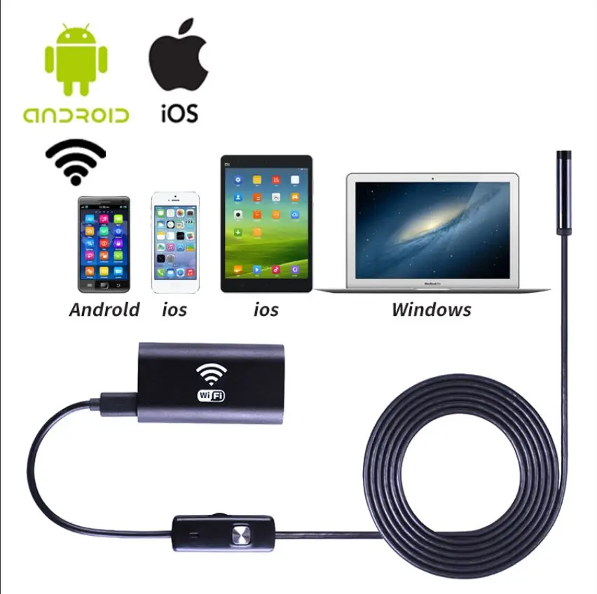 

WIFI Endoscope For Android & ISO 1080x720P HD 2MP Endoscope Camera CMOS Boescope Digital Microscope Otoscope