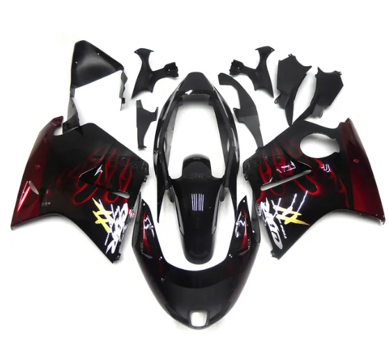 Injection Fairings For CBR1100 XX 97 98 99 00 01 02 03 04 05 06 07 1997-2007 ABS Motorcycle Fairing Kit Black Red Flames-Hey