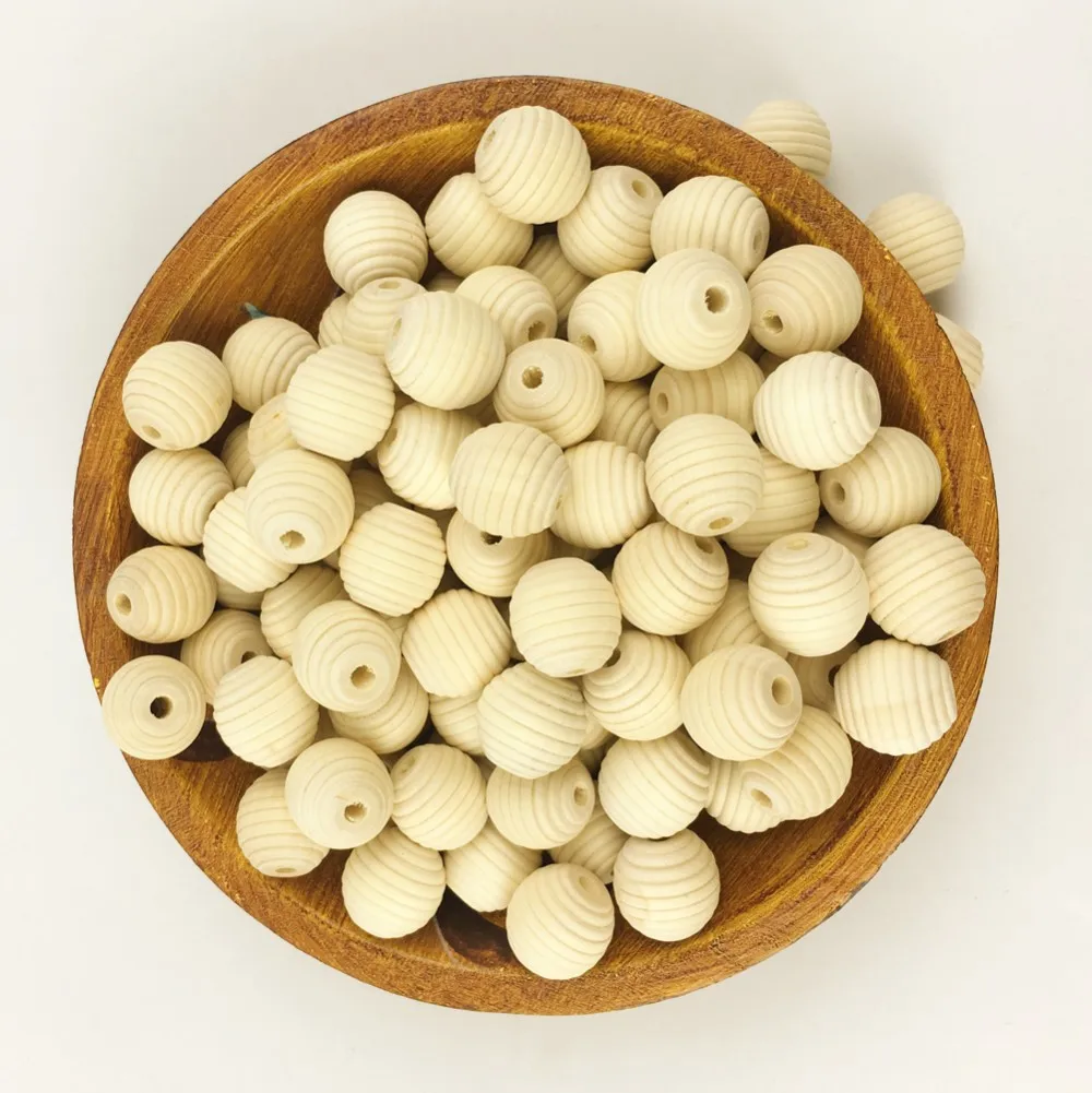 

Wood Hive Beads 18mm 100pcs Chewable Teething Toys For Children DIY Crafts Accessories Handmade Smooth Surface Flat Round Balls