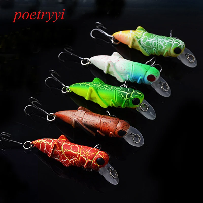 

POETRYYI 55mm Grasshopper insects Fishing Lures Wobbler Lure hard bait Lifelike Artificial baits Bass Jerkbaits Swimbait Pesca