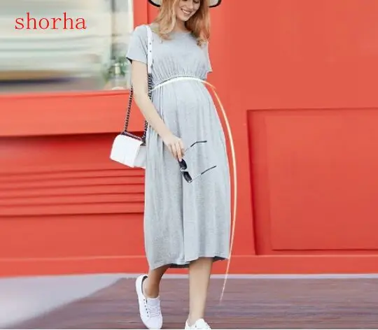 Summer Maternity Dress High Quality Clothes For Pregnant Women Short Sleeve Long Dress Large Mount Of Loose Pregnancy Dress