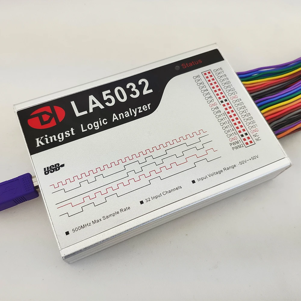 Kingst LA5032 USB Logic Analyzer 500M max sample rate,32 Channels,10B samples, MCU,ARM,FPGA debug tool, English software