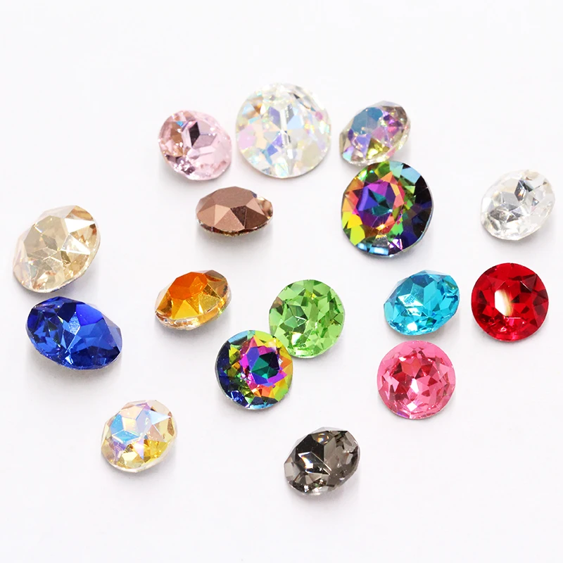 Craft Gems Flower Rose Gold Decoration Crystal Rhinestone K9 Best 50Pcs Color Strass Pointback Crystal Diy 3D Nail Art Excipient