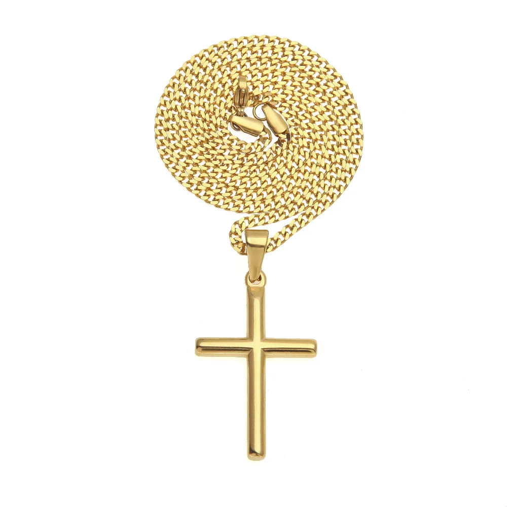 Gold Color Stainless Steel Cross pendant necklaces Men Hiphop/Rock fashion vintage necklace male  jewelry gifts Drop shipping