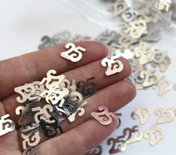 25th silver marrige anniversary Party Decorations number 25 Confetti