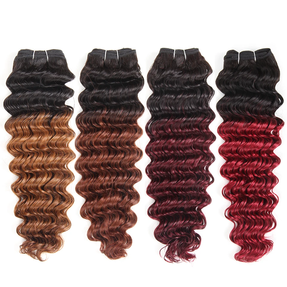 Joedir-Cabelo pré-colorido brasileiro de onda profunda, 100% Pacotes de cabelo humano, Remy Hair Weave, cor loira, 27 P4 27, frete grátis