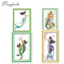 EDIT The mermaid cross stitch kit aida 14ct 11ct count printed canvas stitches embroidery DIY handmade needlework