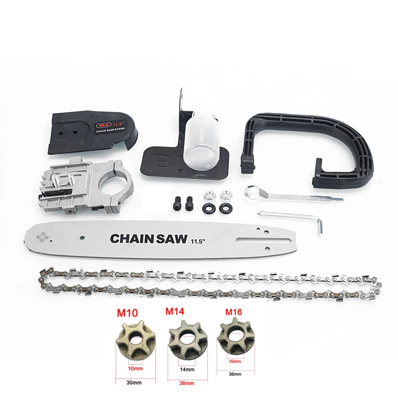 Upgrade 11.5 Inch Chainsaw Bracket Set DIY Electric Saw Converter 100 Angle Grinder M10 Into Chain Saw Woodworking Tool