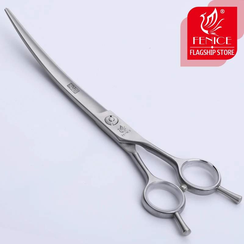 Fenice Professional 7.5 inch  pet dog grooming scissors curved shears JP 440c steel dog scissors