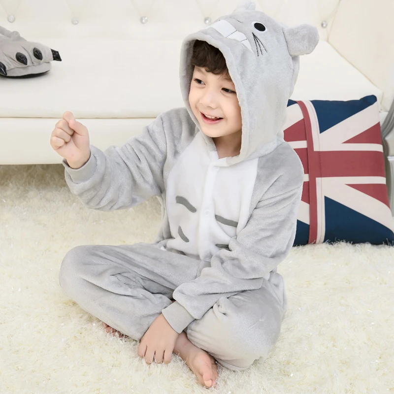 Pyjama d'hiver en flanelle pour enfants, Costume de cochon, Animal, licorne, dessin animé, une pièce, pour garçons et filles