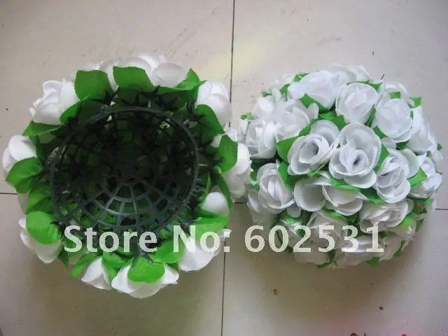 SPR 30cm white with green leaves kissing flower ball wedding decorations home/party decorations