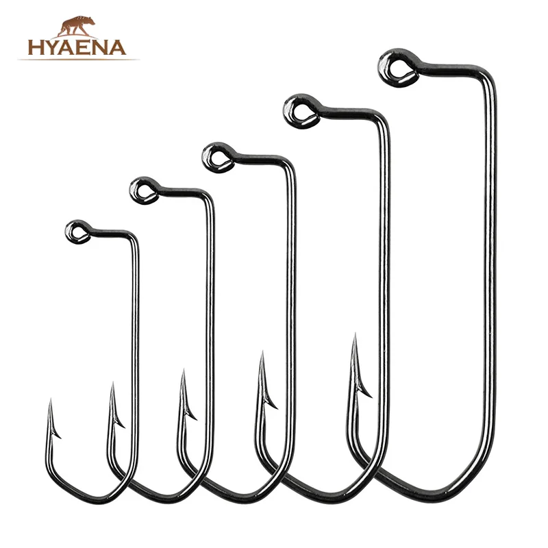 

Hyaena 150pcs 7150 Big Fishing Hook High Carbon Steel Black Aberdeen Jig Barbed Saltwater Bass Fishhook 1/0-5/0