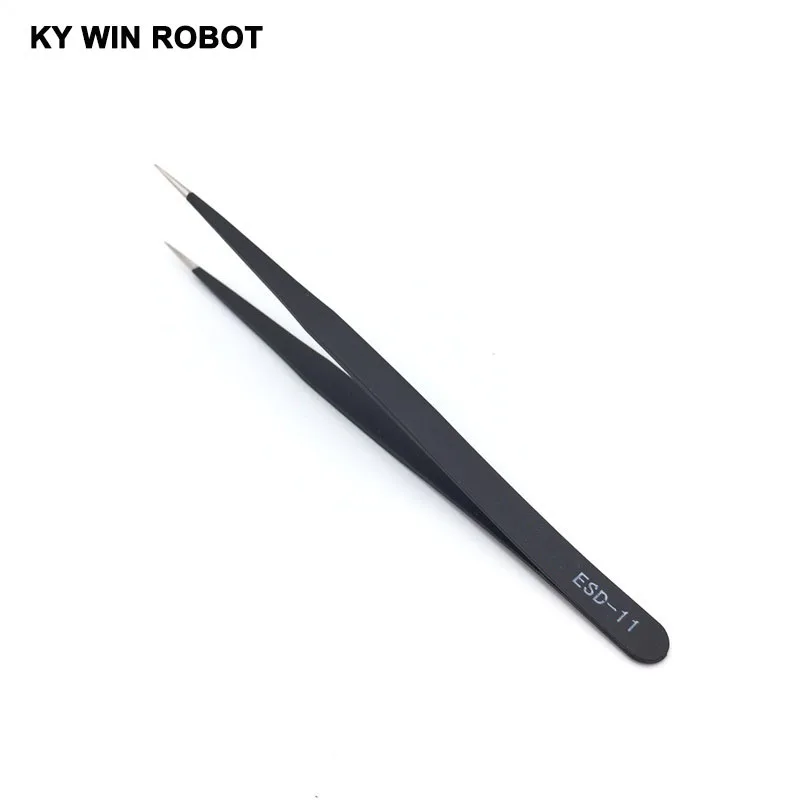 1 قطعة ESD-11 مكافحة ساكنة منحني مستقيم تلميح الملقط الدقة لحام مجموعة ملاقيط ESD الإلكترونية الملقط أداة