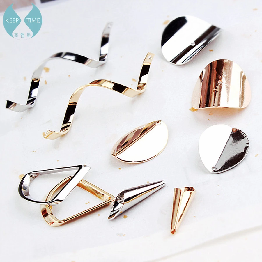 Copper Environmental Protection Electroplating Accessories DIY Handmade Korea Simple Long Wave Water Drop Earrings Materials