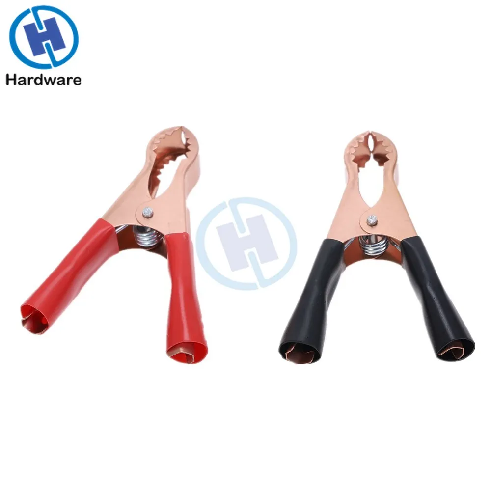 2Pcs Red & Black Car Battery Test Lead Clip Crocodile Alligator Clamps 50A 80mm