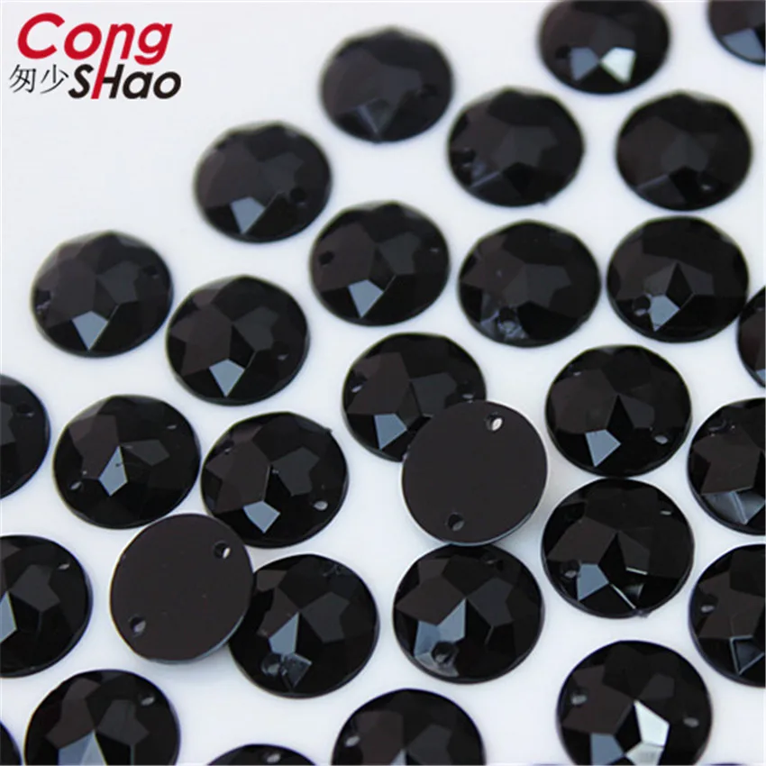 8mm 10mm 12mm Round Sewing Acrylic AB Rhinestone Sew On Point Facet Crystal Flatback Two Holes Sew-On DIY Garment Stones WC780