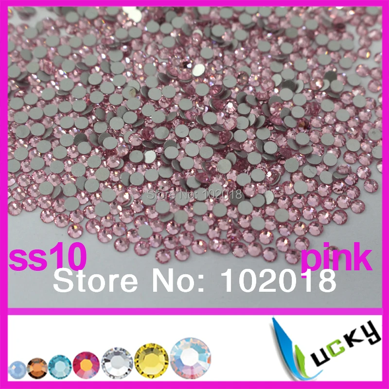 New 2014 Spring! Free Shipping1440pcs/bag ss10 Pink Color Flatback non hotfix rhinestone Nail art strass crystal beads For DIY