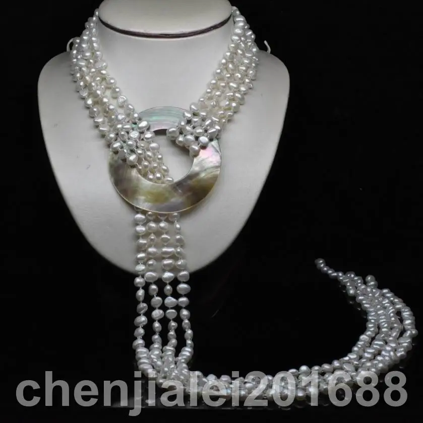 

Natural 4 Row 5-6MM AAA White Baroque pearl Necklace