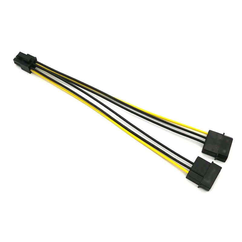 

Angitu 100pcs/lot Dual IDE Molex 4Pin to PCI-E 6Pin Male GPU Power Adapter Cable