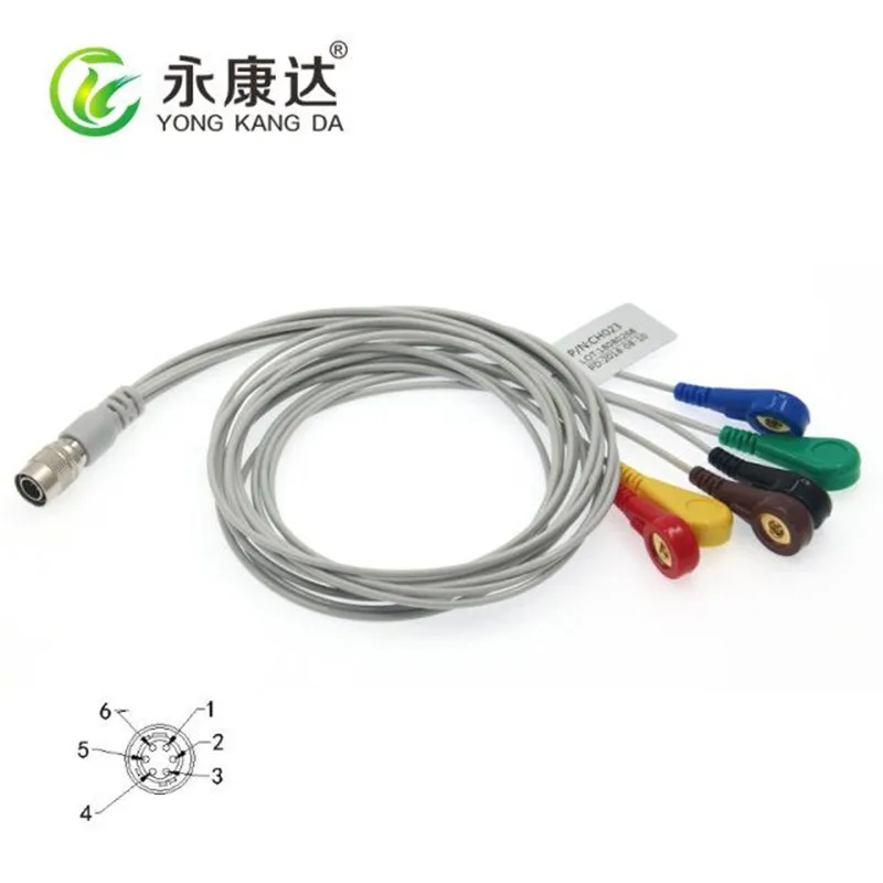 Compatible PI Holter Cable and Leadwires 6Leads Snap IEC Free Shipping