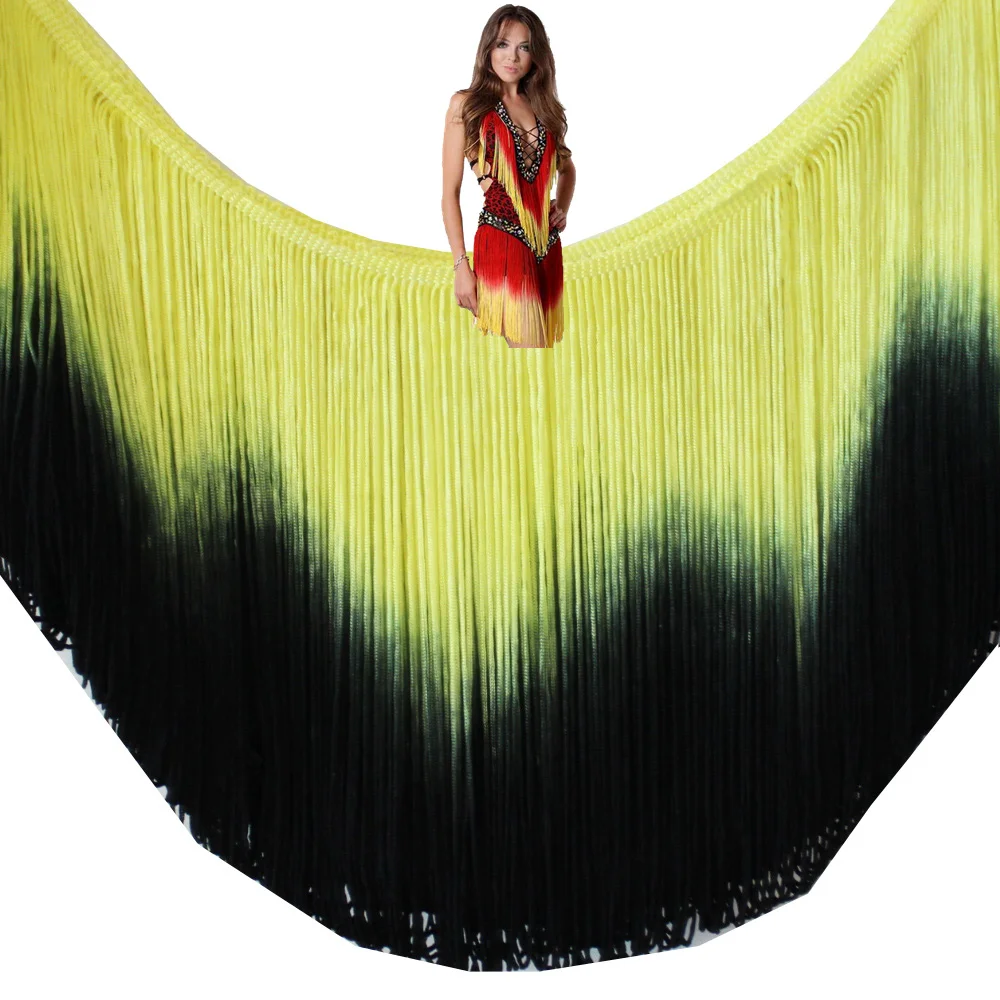 10 Yards Diy Clothing Accessories Latin Fringe Dress Macrame Dip Dye Ombre Rayon Sewing Lace Soft Trimming Samba Skirt 25cm