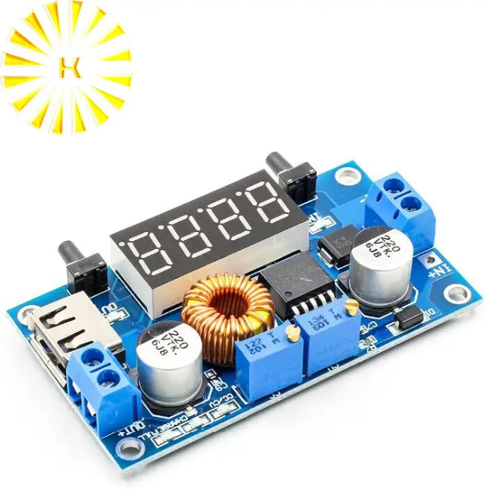 Adjustable 5A CC/CV Power Step-down Charge Module LED Driver W/ USB Voltmeter with Acrylic shell