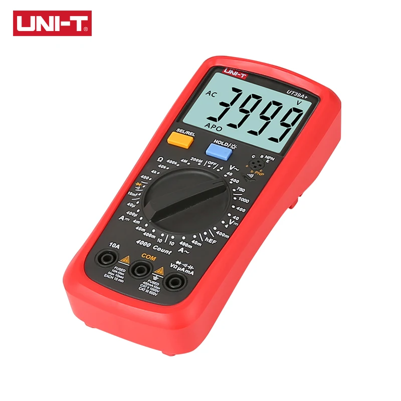 Imagem -04 - Multímetro Digital de Alcance Uni-t-auto Ut39a Mais Atualizado de Ut39a Ut39c ac dc v a Ohm Temp Freqüência Hfe Teste Ncv