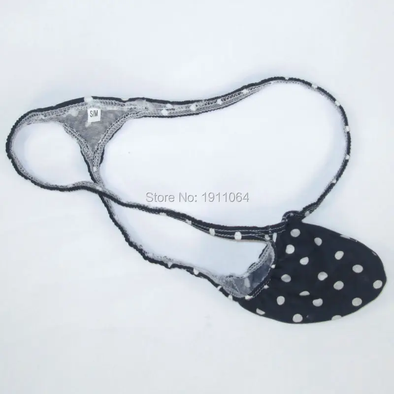 

Mens Pouch Thong Bulge Enhancer Low Rise T Back Navy Dots prints G403C