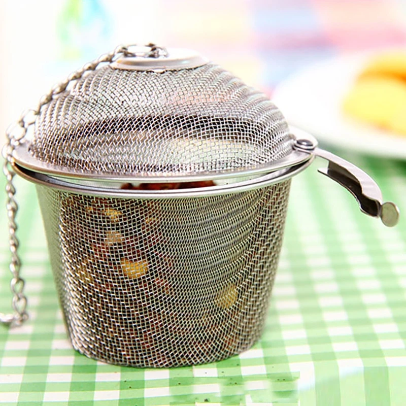 Arshen 3 Sizes Spice Seasoning Bag Tea Strainer Chained Lid Stainless Steel Mesh Ball Tea Coffee Filter Basket Infuser Tools