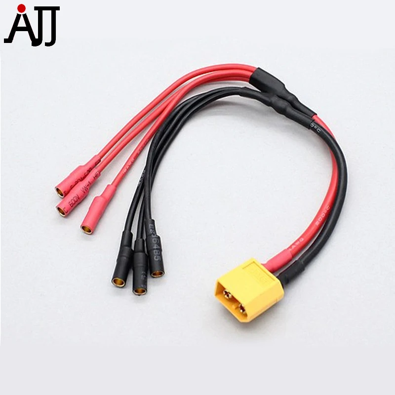 Female XT60 to 3 x 3.5mm Gold Connector Bullet ESC Power Breakout Cable 200mm 14-18AWG Silicone Lead 258000034