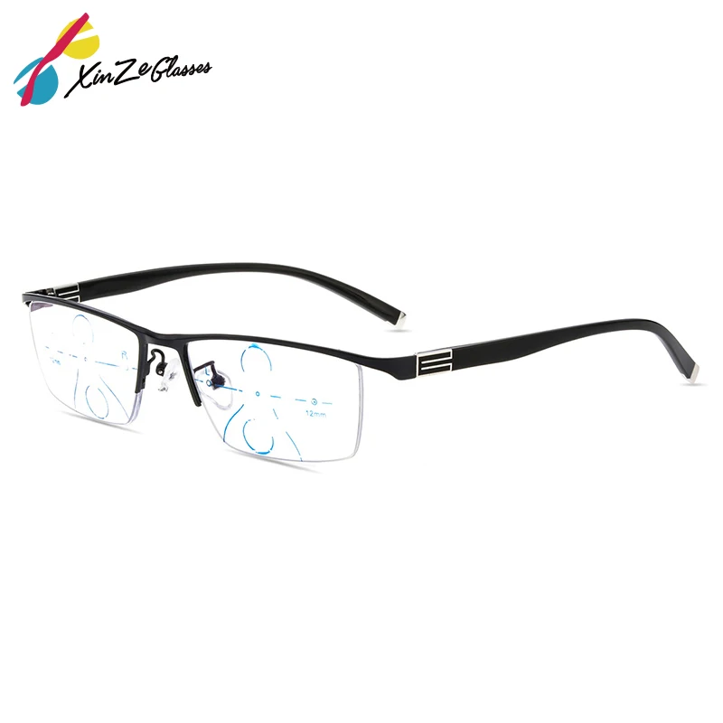 Progressive Multifocal Multifocus Multi focus Reading Glasses Fashion Square Half Rim Classic for Men Eyewear Hyperopia Presbyop