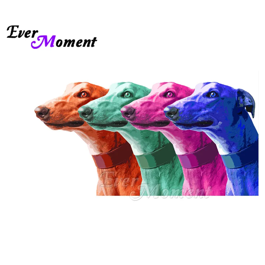 

Ever Moment Diamond Painting Decoration Colorful Pink Blue Orange Green Dogs 5D DIY Full Square Diamond Embroidery ASF1087