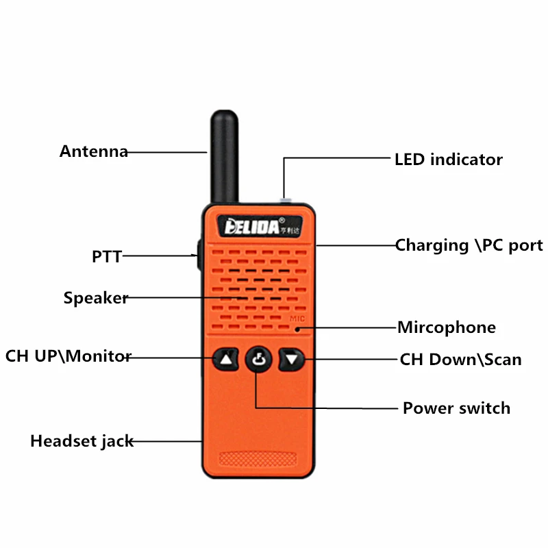 T-M2-Handheld Mini Walkie Talkie, Civil Kilometer, 2W Power Intercom, Outdoor, 2Pcs