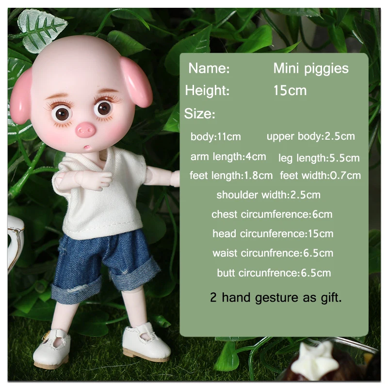 Sonho de fadas 1/12 bjd dodo pigies dol no.2l com cabelo 14cm mini boneca 26 corpo comum bonito crianças presente brinquedo ob11