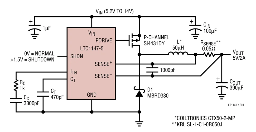 LTC1147CS8-3.3 LTC1147CS8-5 LTC1147IS8-3.3 LTC1147IS8-5 LTC1147LCS8 LTC1147 - High Efficiency Step-Down Switching Regulator