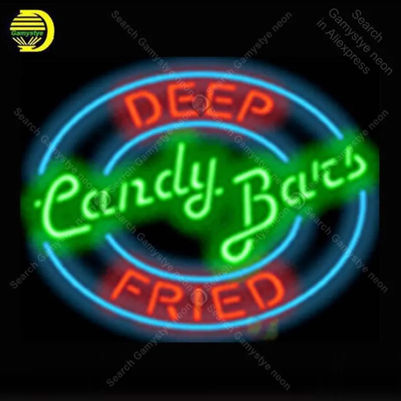 Candy Bats Deep Fried NEON LIGHTS SIGN Neon Sign lamp Vintage REAL GLASS Tube BEER PUB Store Display Decor Handcraft Iconic Sign