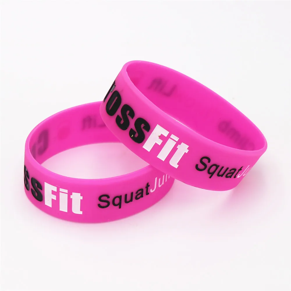 25PCS Fashion Jewelry CROSS FIT SJ Bracelets & Bangles Sports Black White Silicone Rubber Wristband Bands Wholesale SH046