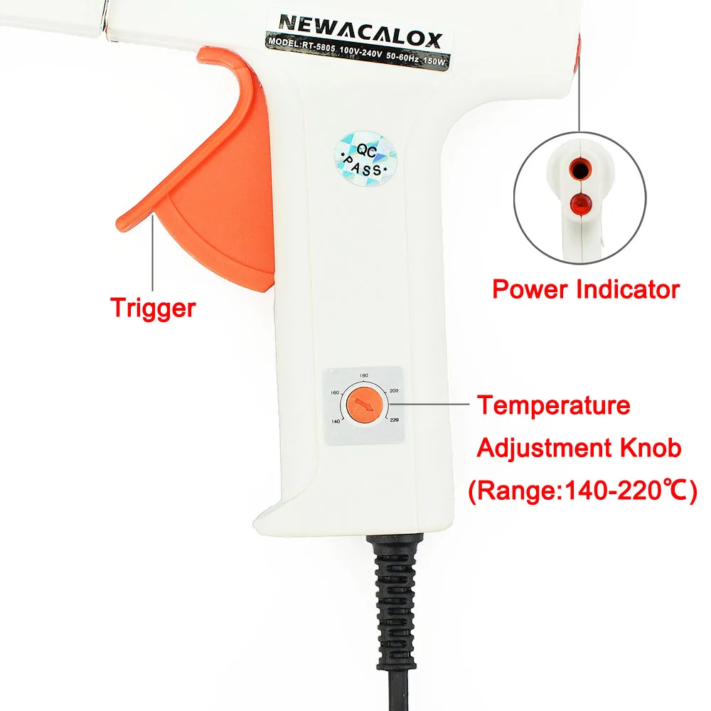 Imagem -03 - Newacalox-pistola de Cola Quente de Alta Temperatura Bastões de Derreter Ferramentas de Reparação Pneumática 20w 150w ue us 100240v mm 11 mm Diy