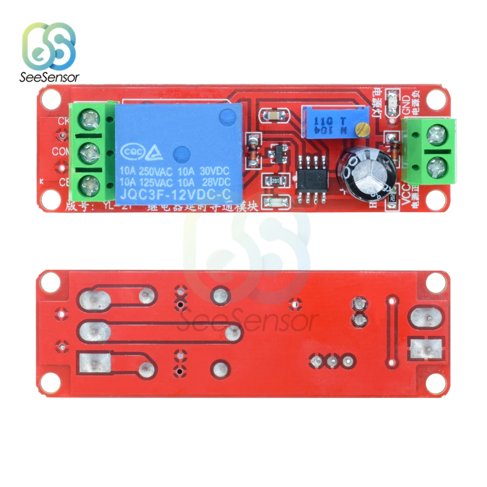 NE555 0~10S Adjustable Module DC 5V 12V Time Delay Relay Shield Timer Control Switch Pulse Generation Duty Cycle