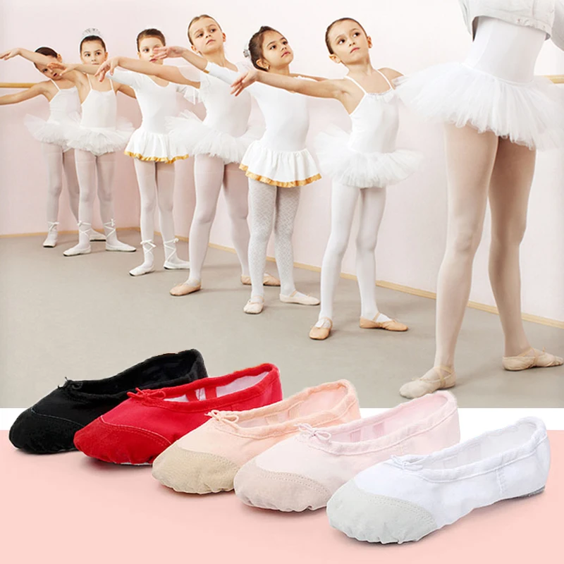 Ballet Training Yoga Gym flat slippers White Black Canvas Ballet Dance Shoes For Girls Children Women Teacher Flats Snearers 44