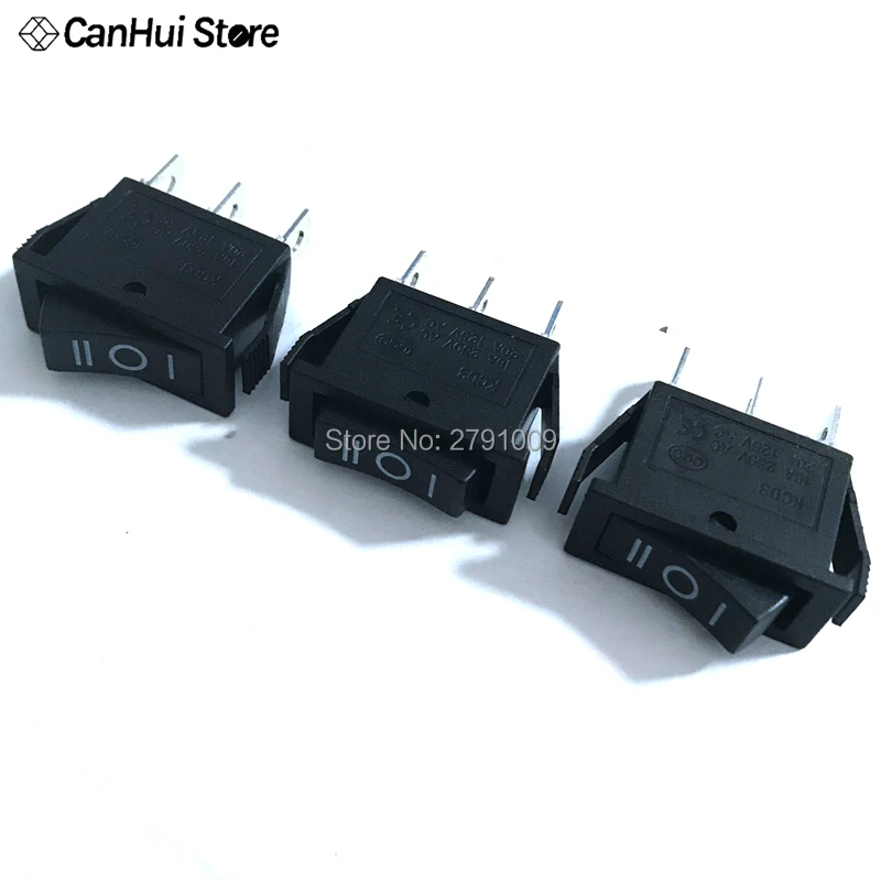 5 Pcs AC 10A/250V 15A/125V 3 Pin SPDT ON-OFF-ON 3 Position Boat Rocker Switch KCD3-3PD KCD3-103 15A power Supply Ship Type Switc