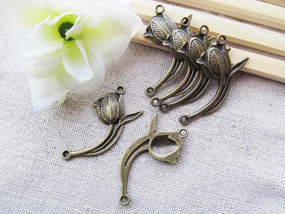 

100pcs Vintage Antiqur Silver tone/Antique Bronze Filigree Beautiful Rose Flower Connector Pendant Charm/Finding,DIY Accessory